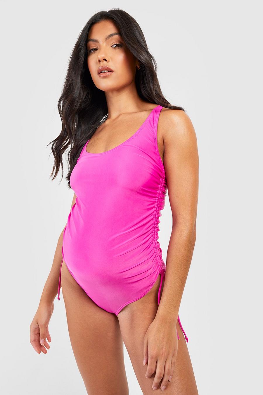 Hot pink Maternity Shirred Waist Beach Maxi Dress