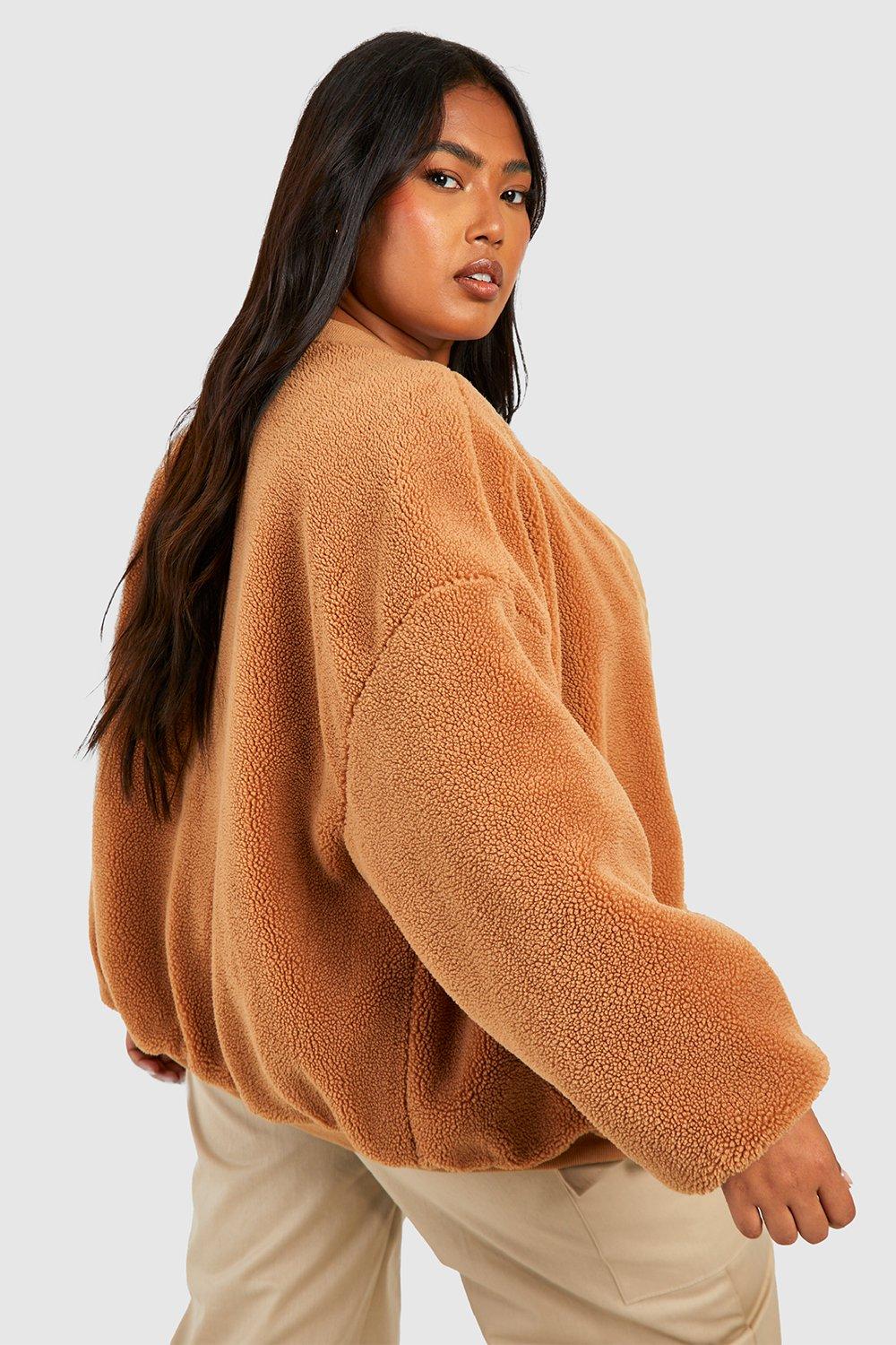 Camel faux clearance fur bomber jacket