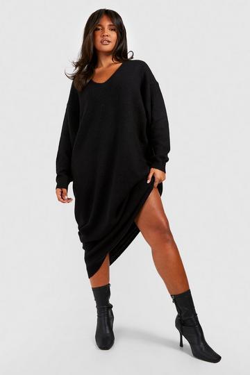 Plus Slouchy Soft Knit Maxi Knitted Dress black