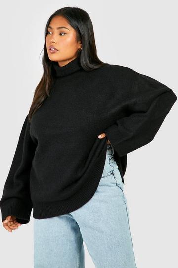 Plus Soft Knit Roll Neck Jumper black