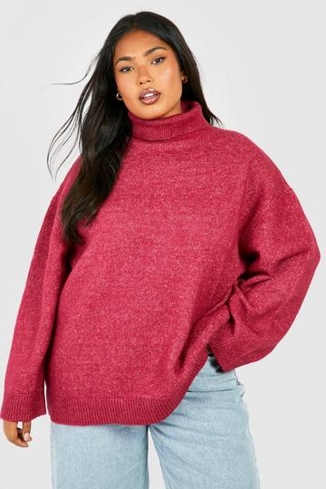 Plus Soft Knit Turtleneck Sweater fuchsia