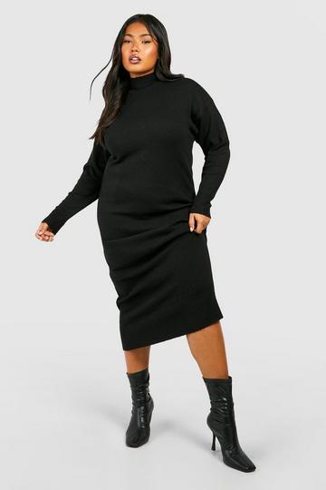 Plus Soft Knit Midi Dress black