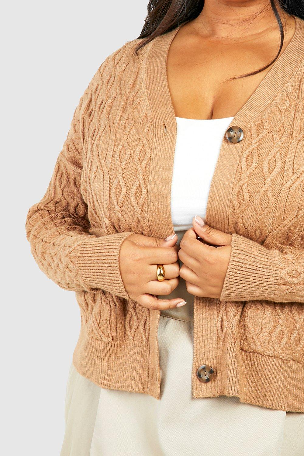 Plus size beige cardigan sale