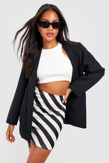 Stripe Crepe Mini Skirt black