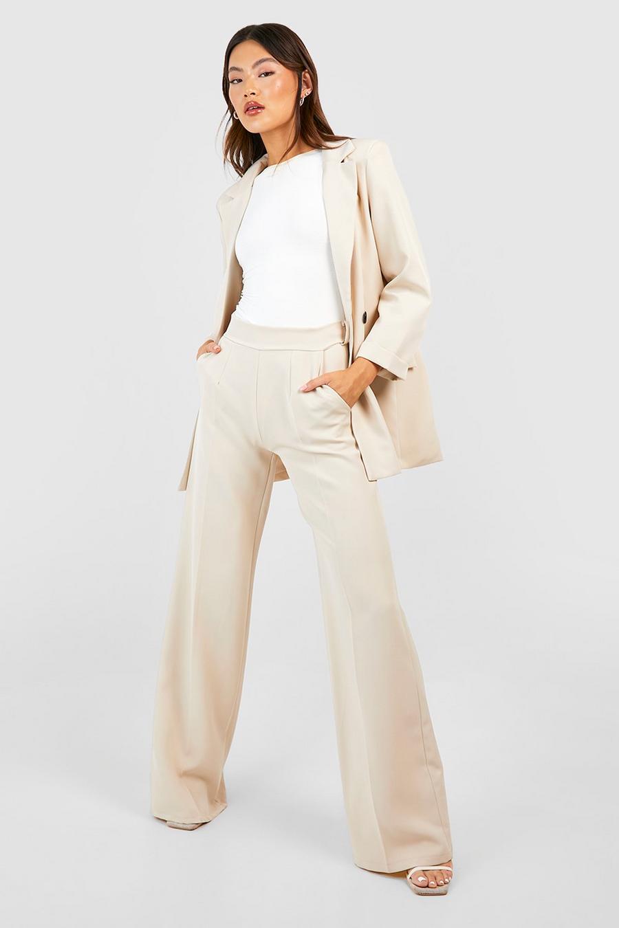 Cream white Wide Leg Tailored Trousers  image number 1