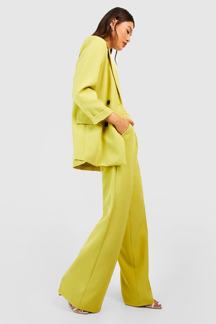 Lime Wide Leg Tailored Pants image number 1
