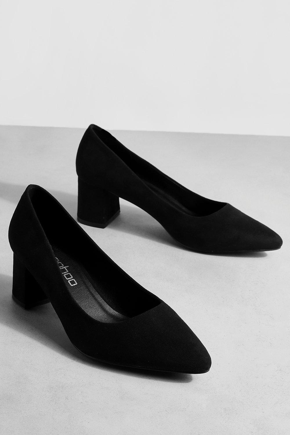 Wide fit black sale suede court shoes