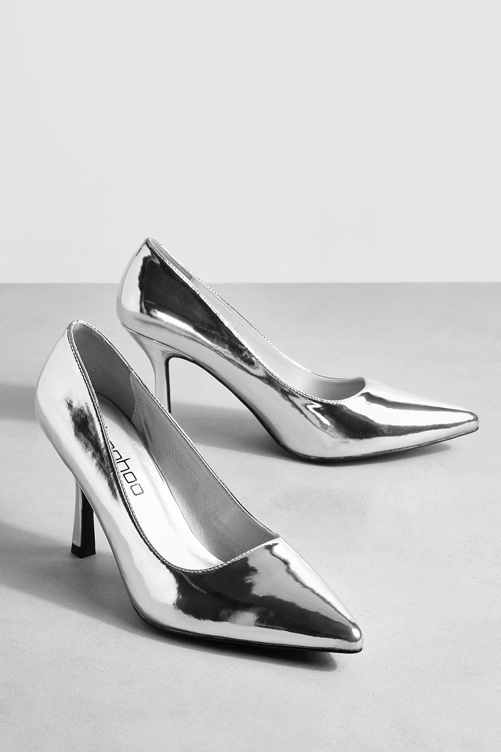 Wide Fit Metallic Low Stiletto Court Shoe