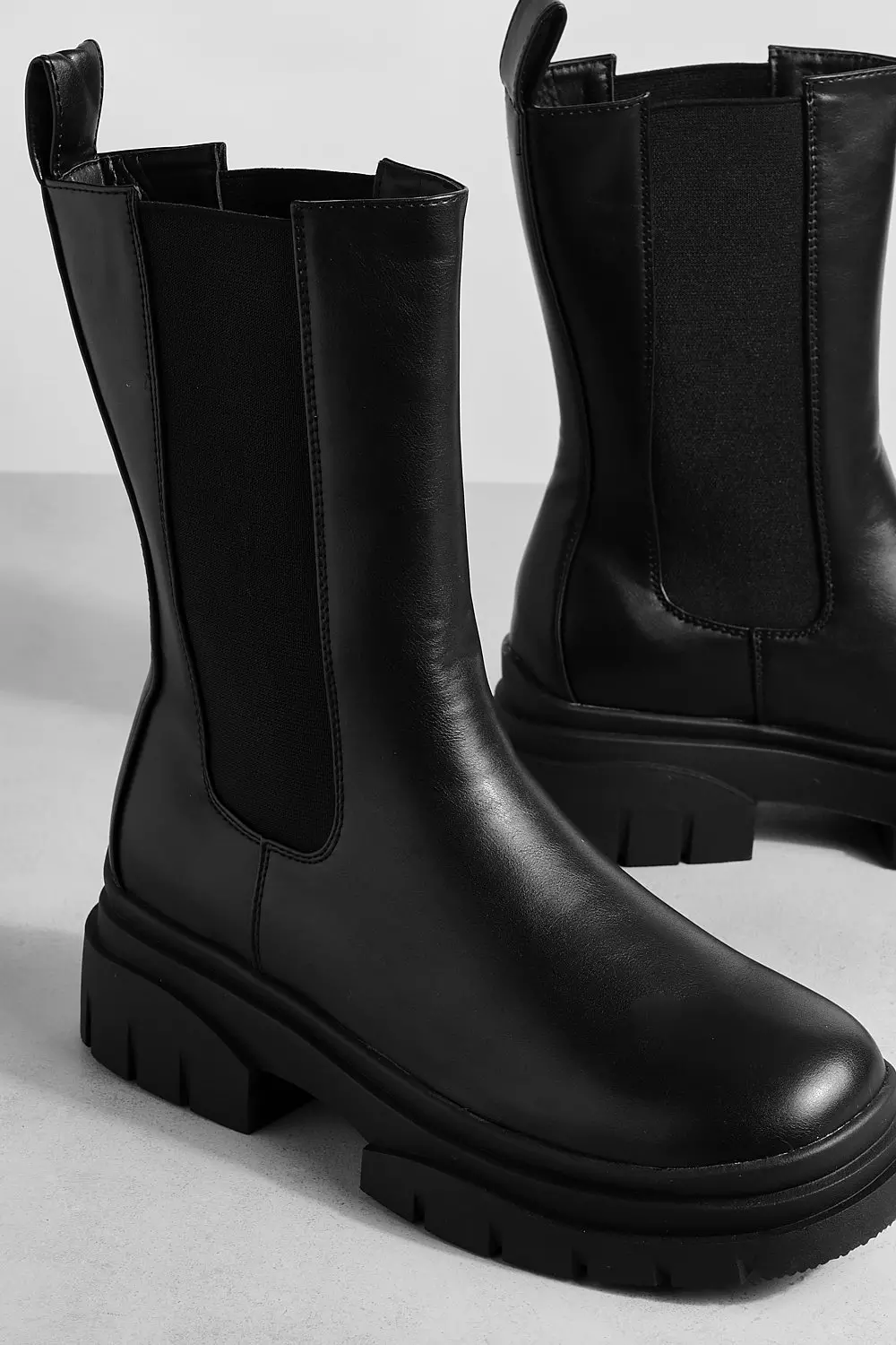 Wide Fit Wave Sole Calf Detail Chelsea Boots