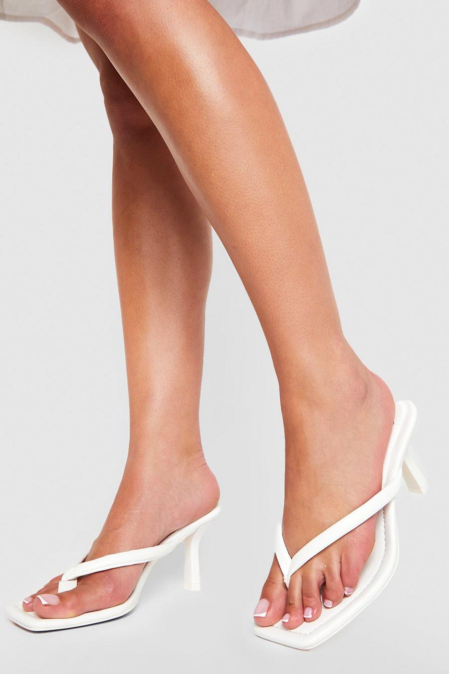White Wide Fit Padded Toe Post Mules image number 1
