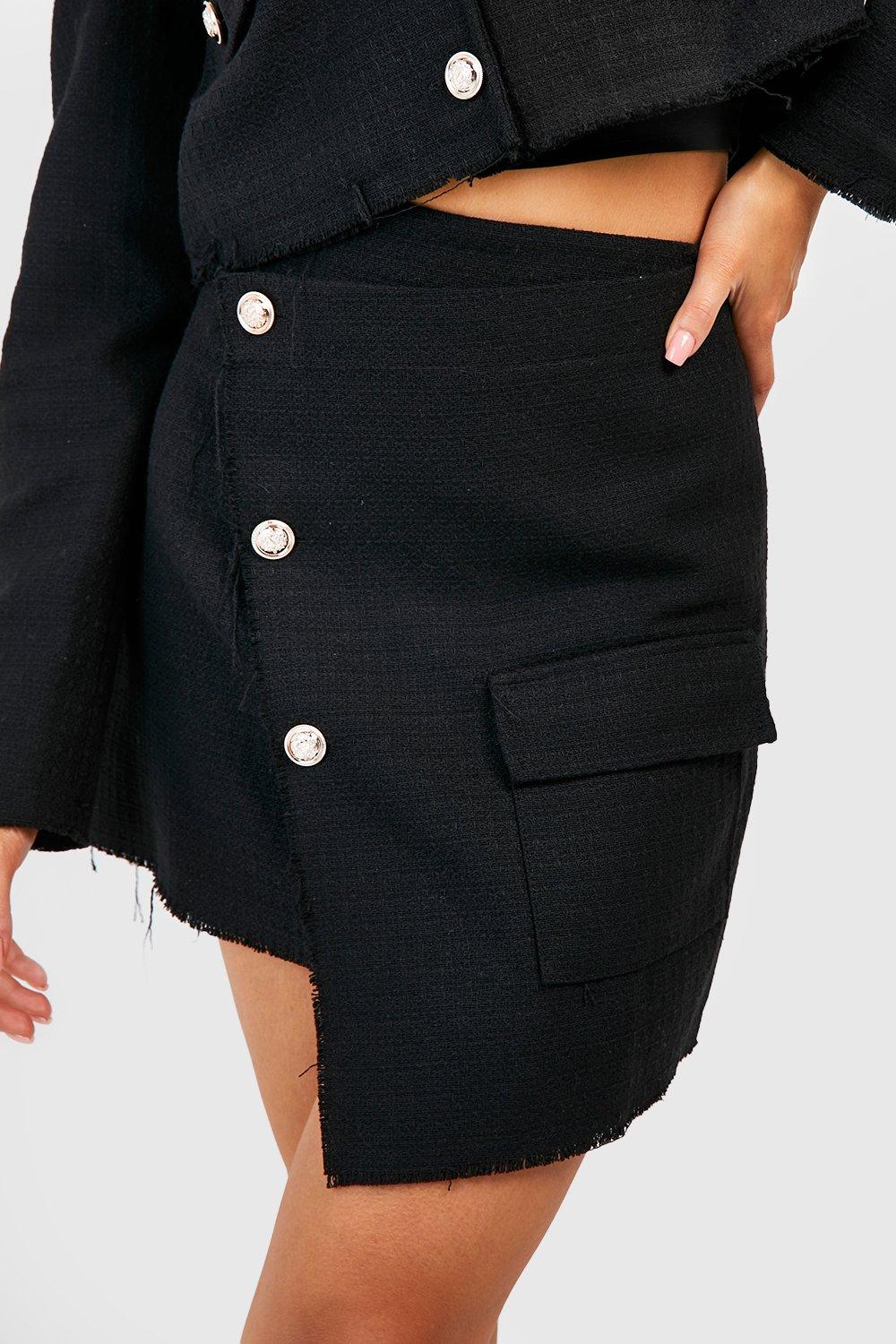 Frayed tweed mini outlet skirt