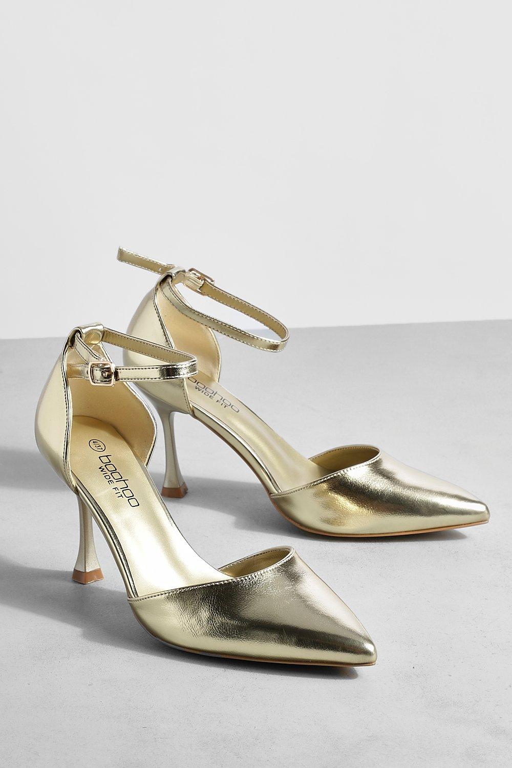 Wide Fit Metallic 2 Part Court Shoes