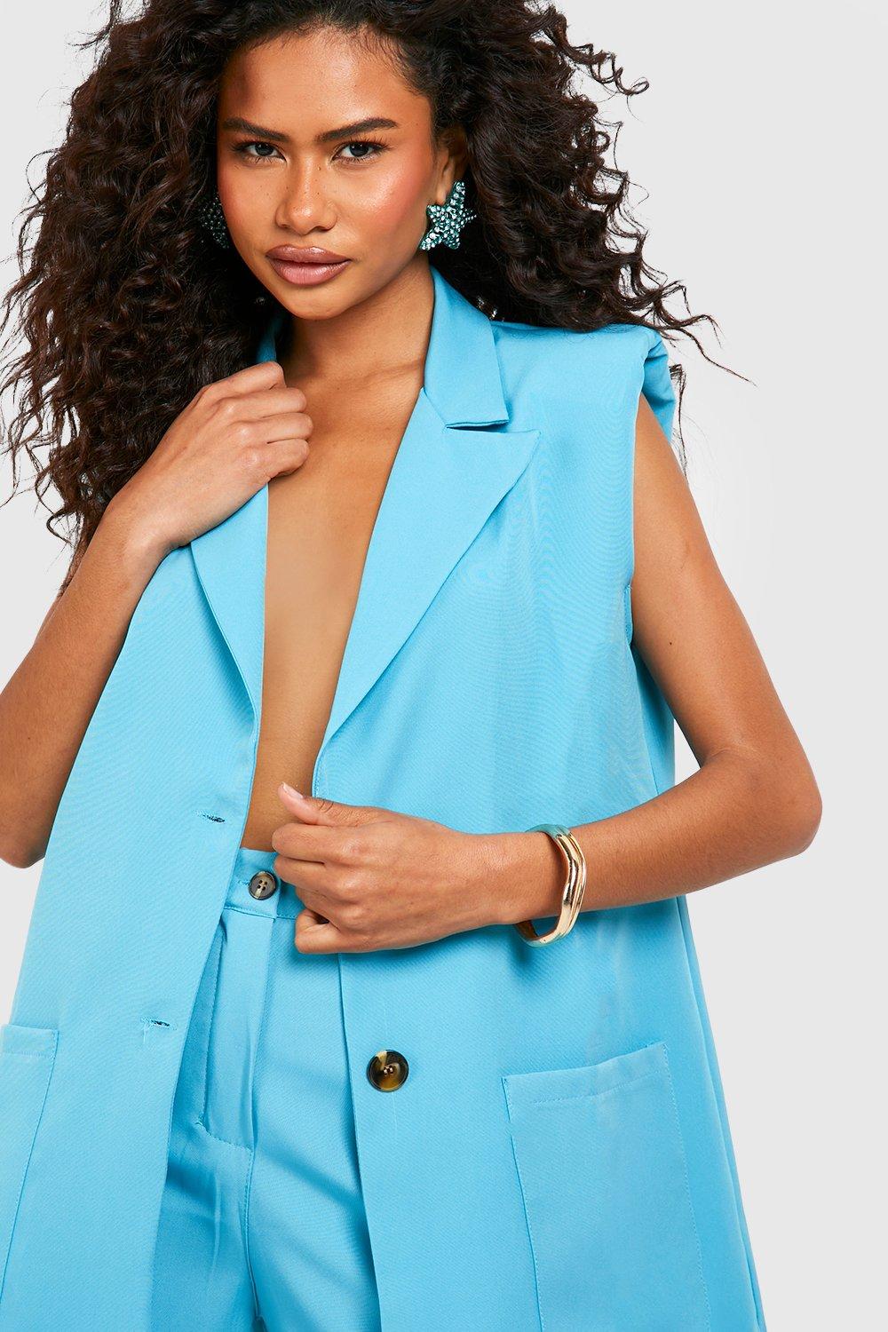 Longline Pocket Detail Tailored Sleeveless Blazer boohoo