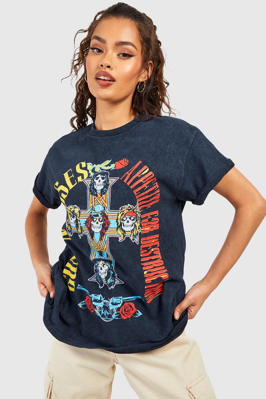 Camiseta con mangas vueltas y estampado de Guns N Roses, Black image number 1