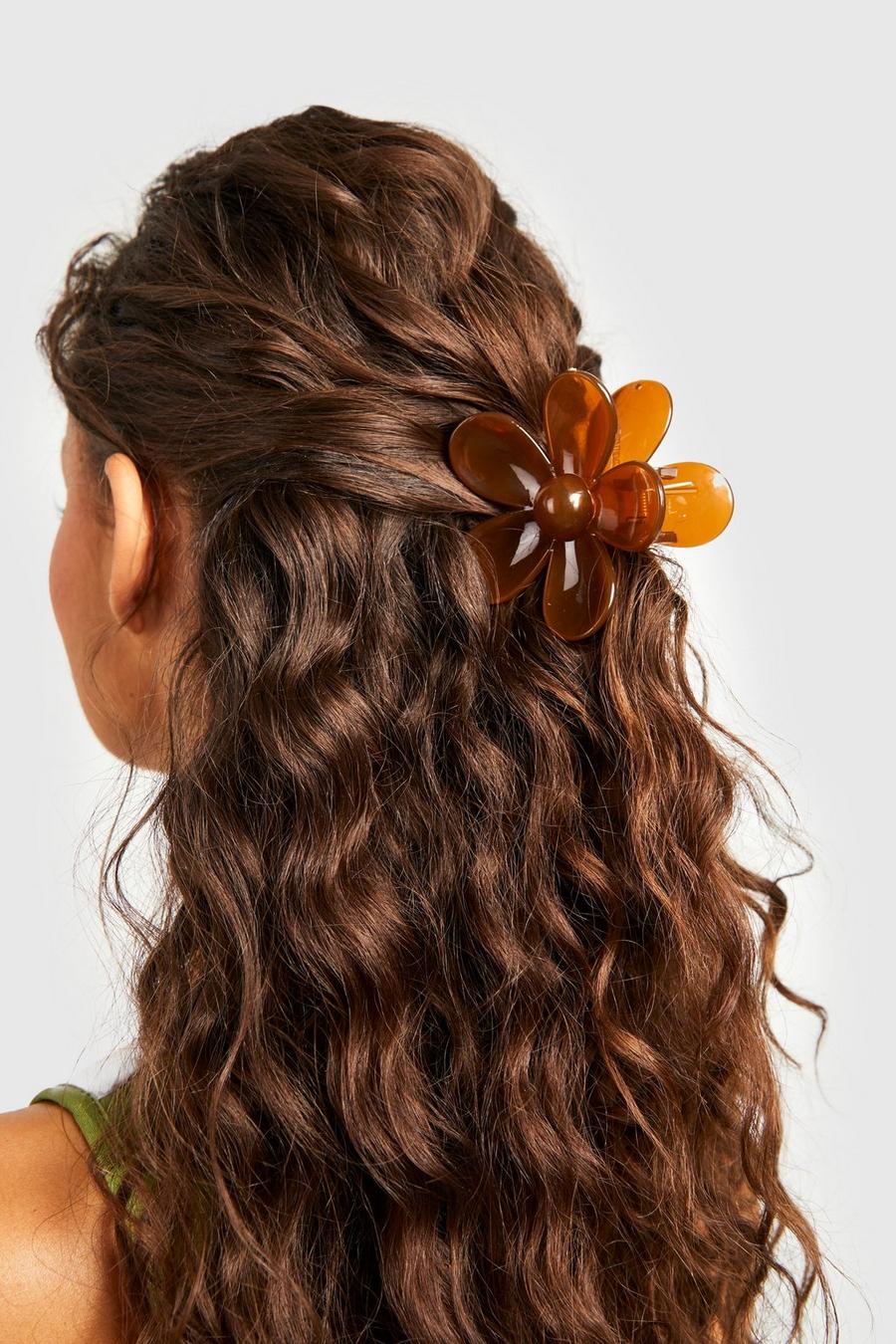 Brown Tort Flower Hair Claw Clip  image number 1