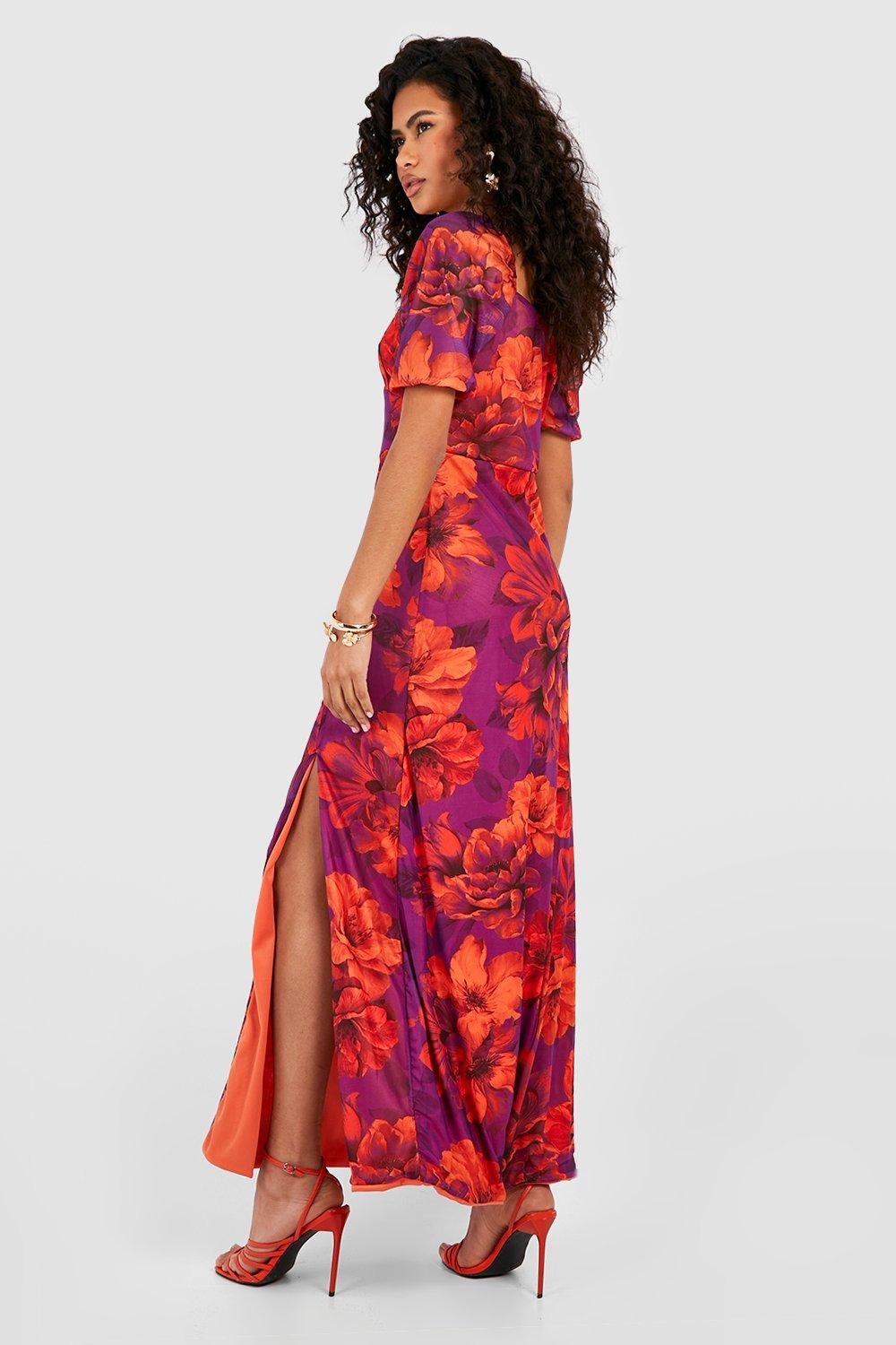 Mesh floral best sale maxi dress