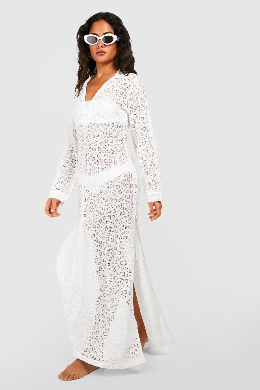 White Lace Cover-up Beach Maxi Kaftan  image number 1