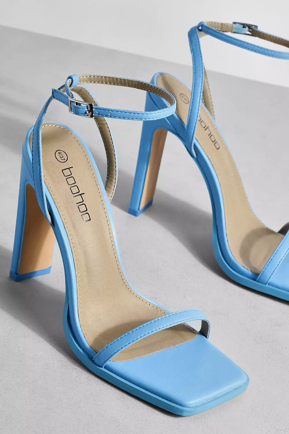 Boohoo barely there block cheap heel sandals in clear