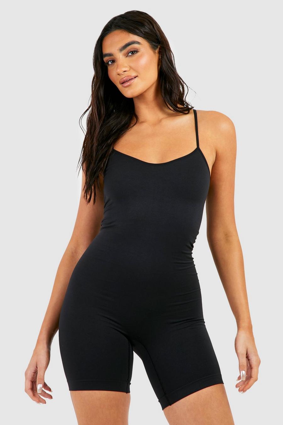Black Seamless Control Shaping Leotard image number 1
