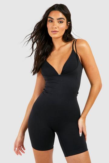 Black Seamless Control Shaping Under Bust Leotard