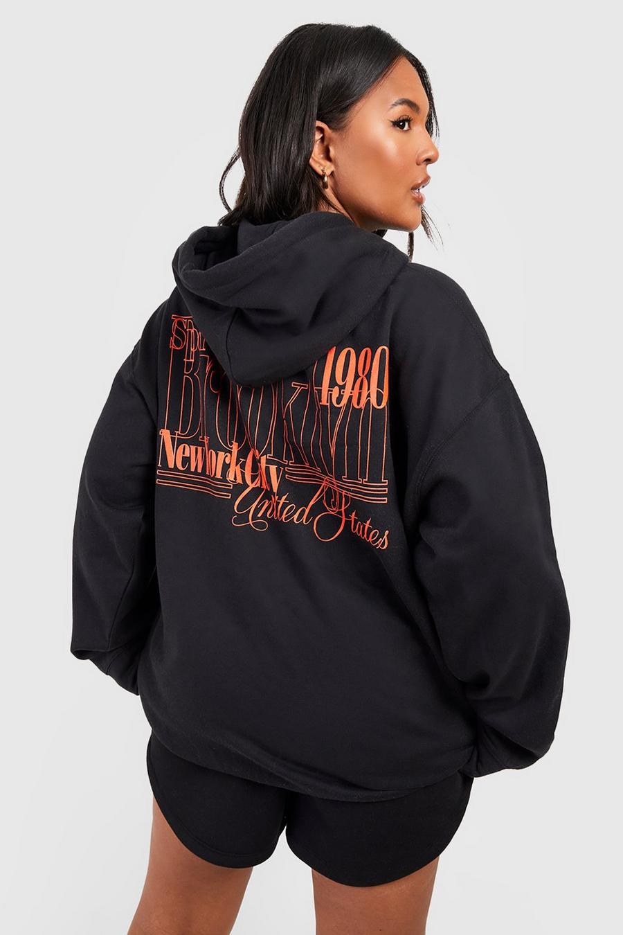 Black Plus Brooklyn Oversize hoodie med tryck image number 1