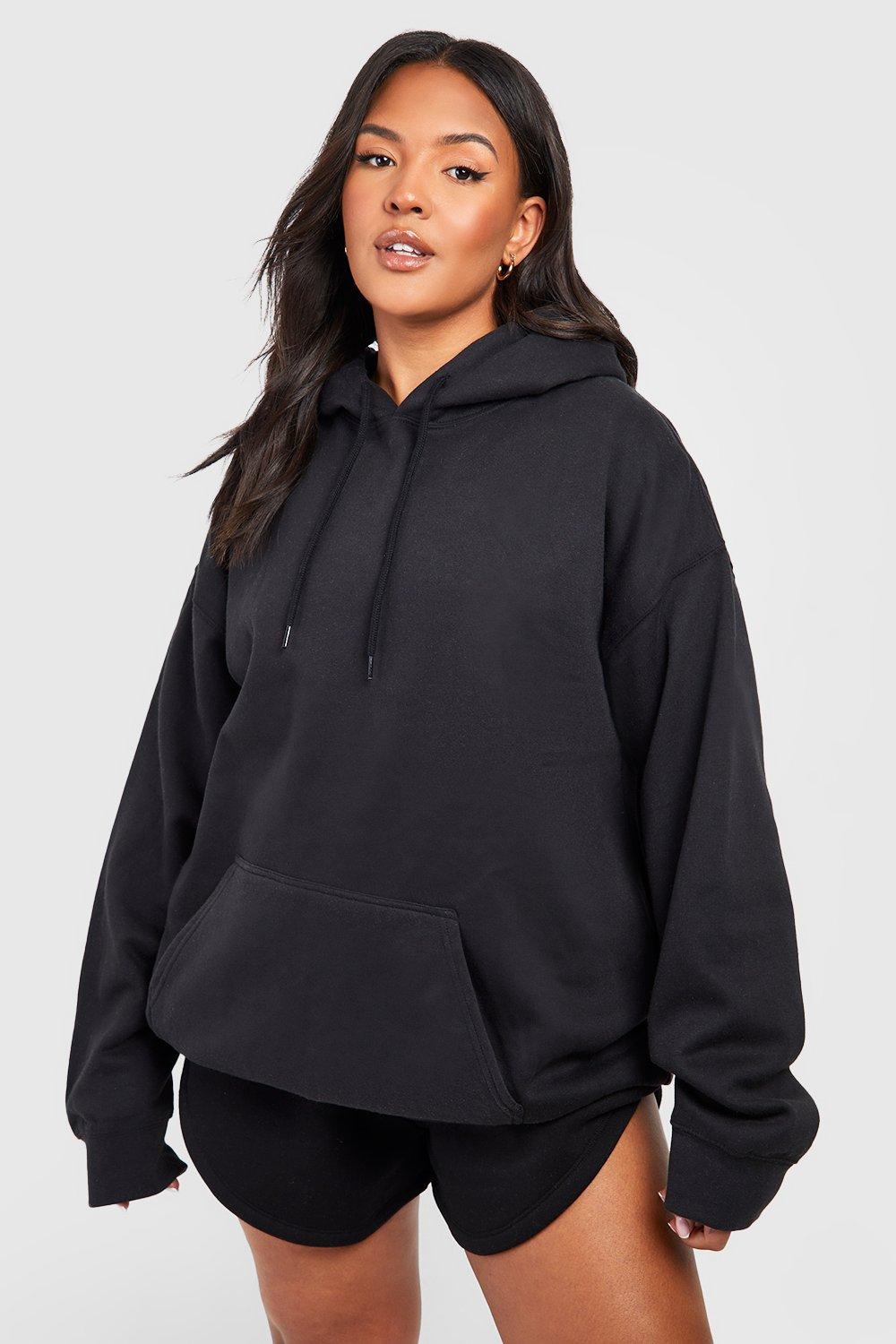 Women's Black Plus Brooklyn Back Print Oversized Hoodie