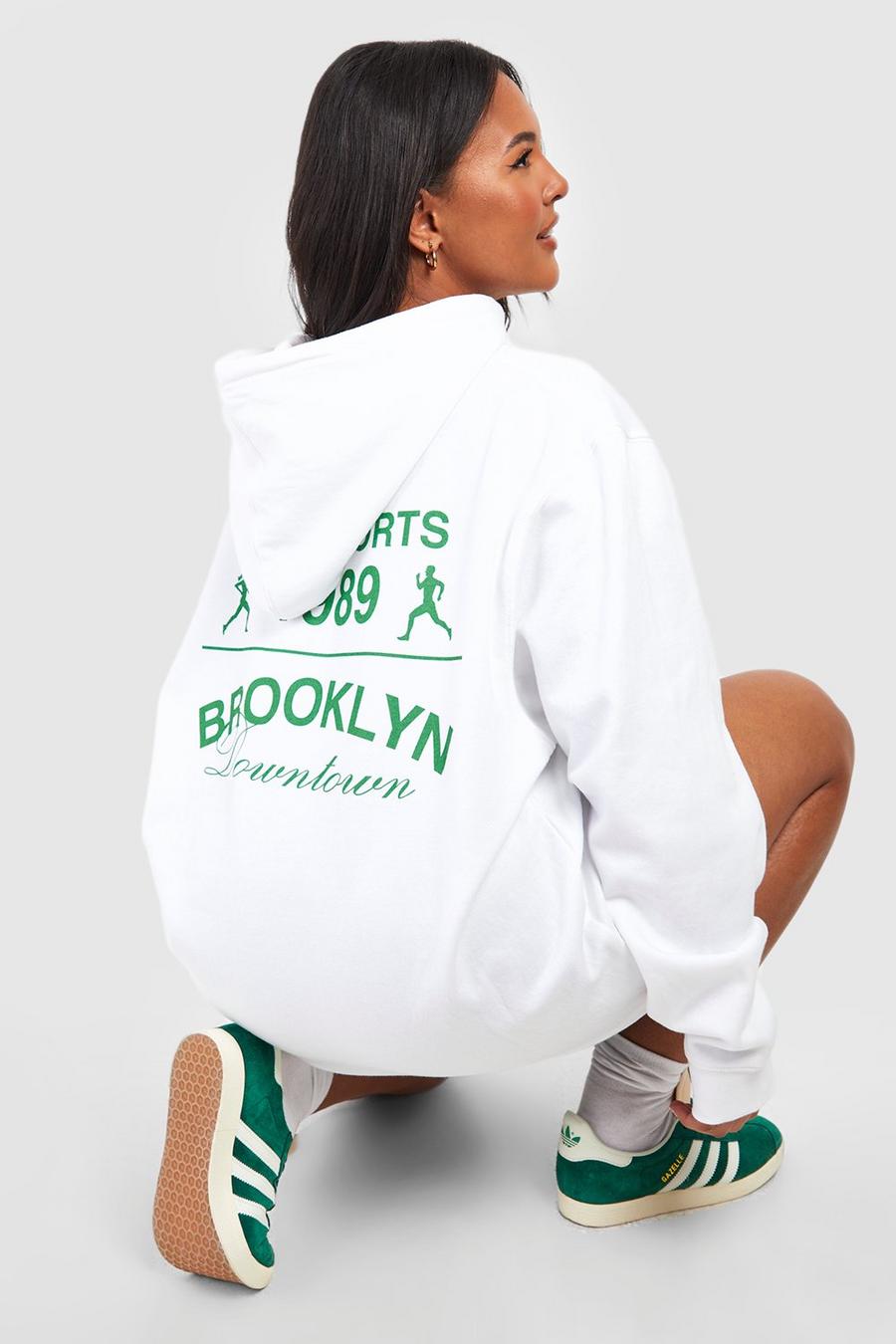 White Plus 1989 Back Print Oversized Hoodie image number 1