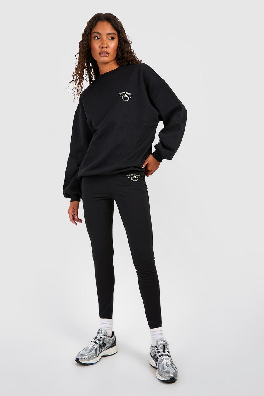 Black Tall Oversized Sweatshirt And Legging Set