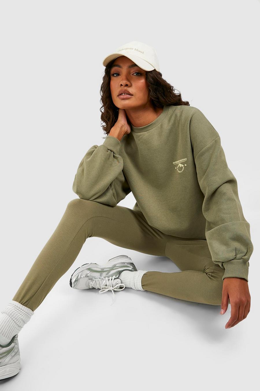 Forest green Tall Oversized Sweatshirt And Legging Set image number 1