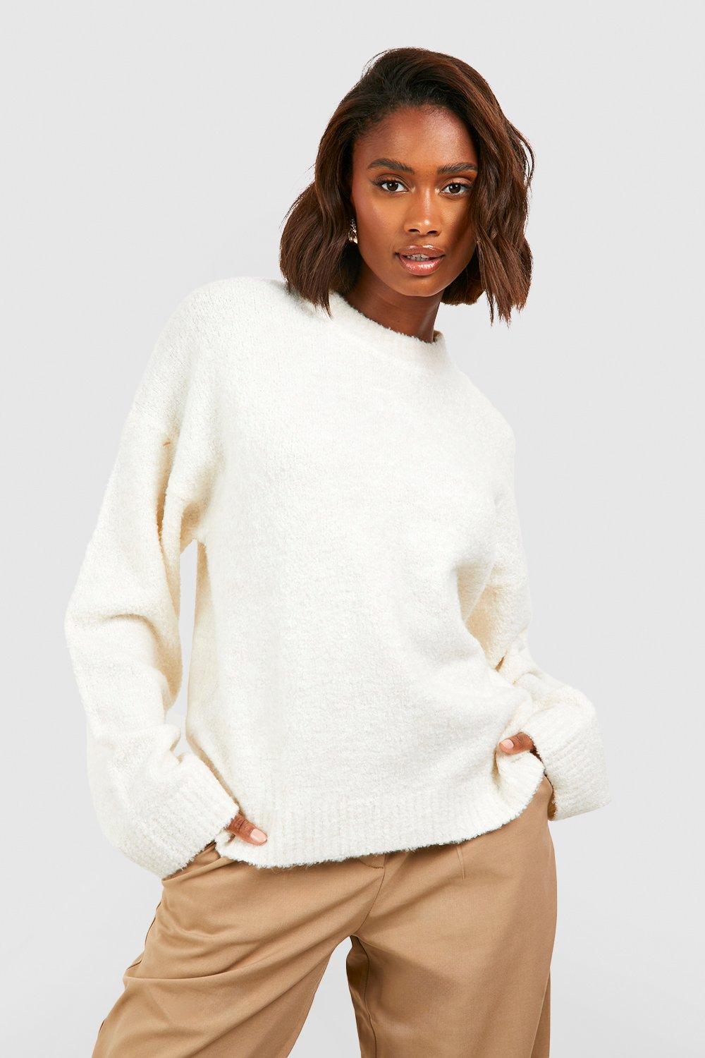 Cream crew neck sweater best sale