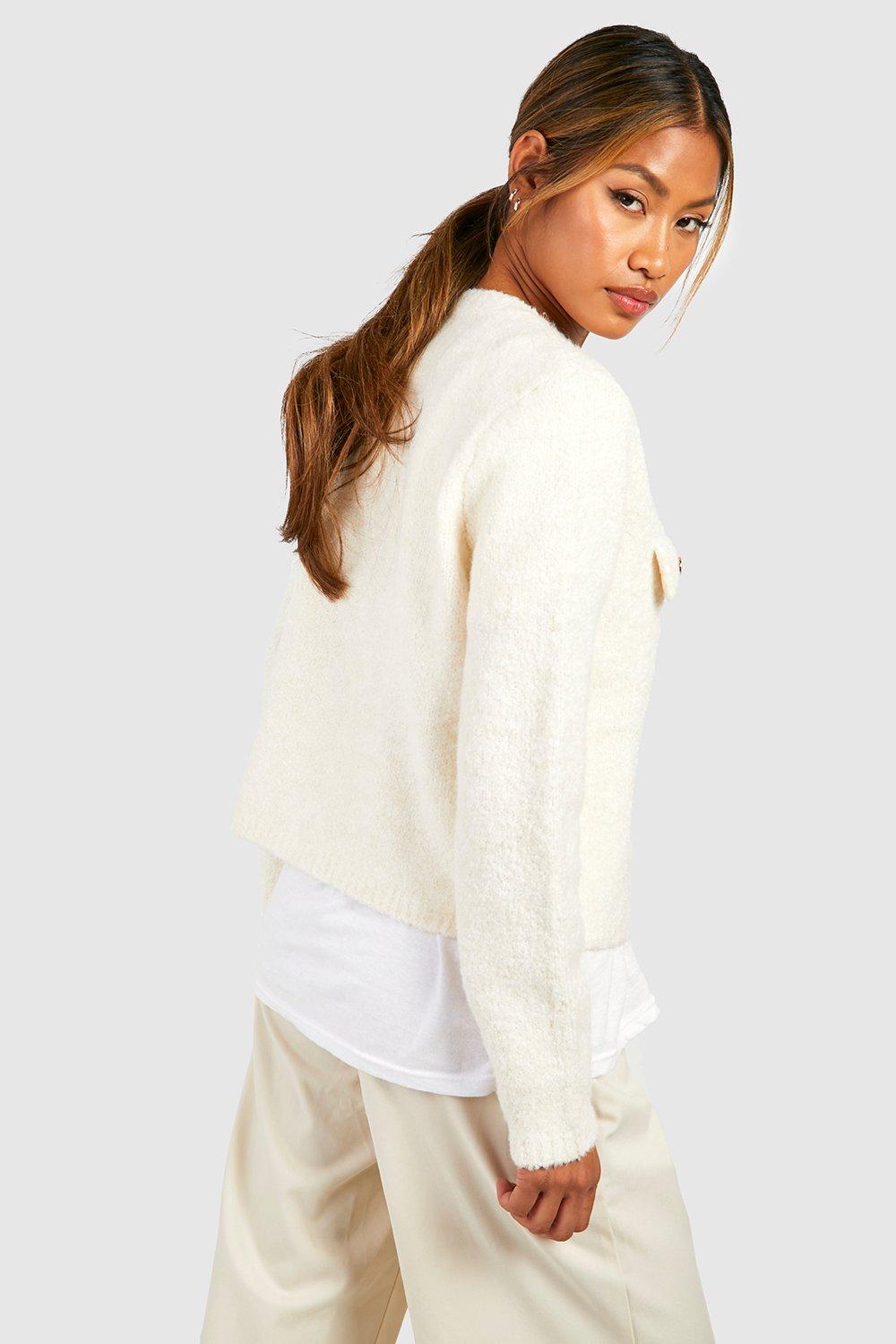 Cropped Boucle Cardigan