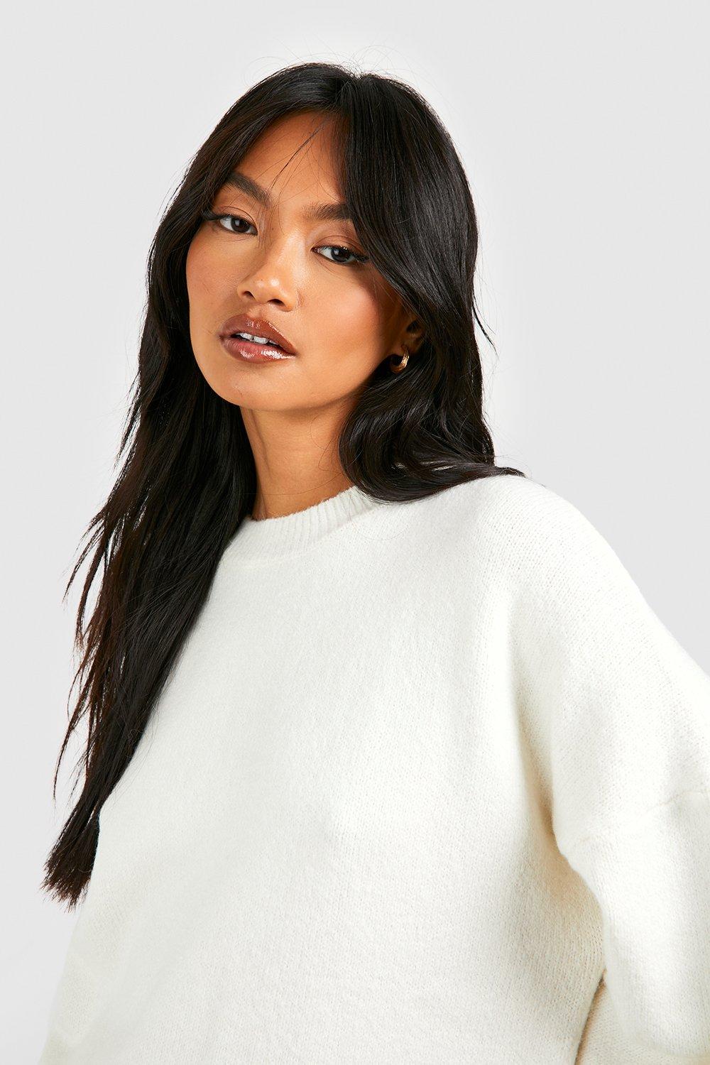 Plus Cream Soft Knit Wrap Jumper, Plus Size