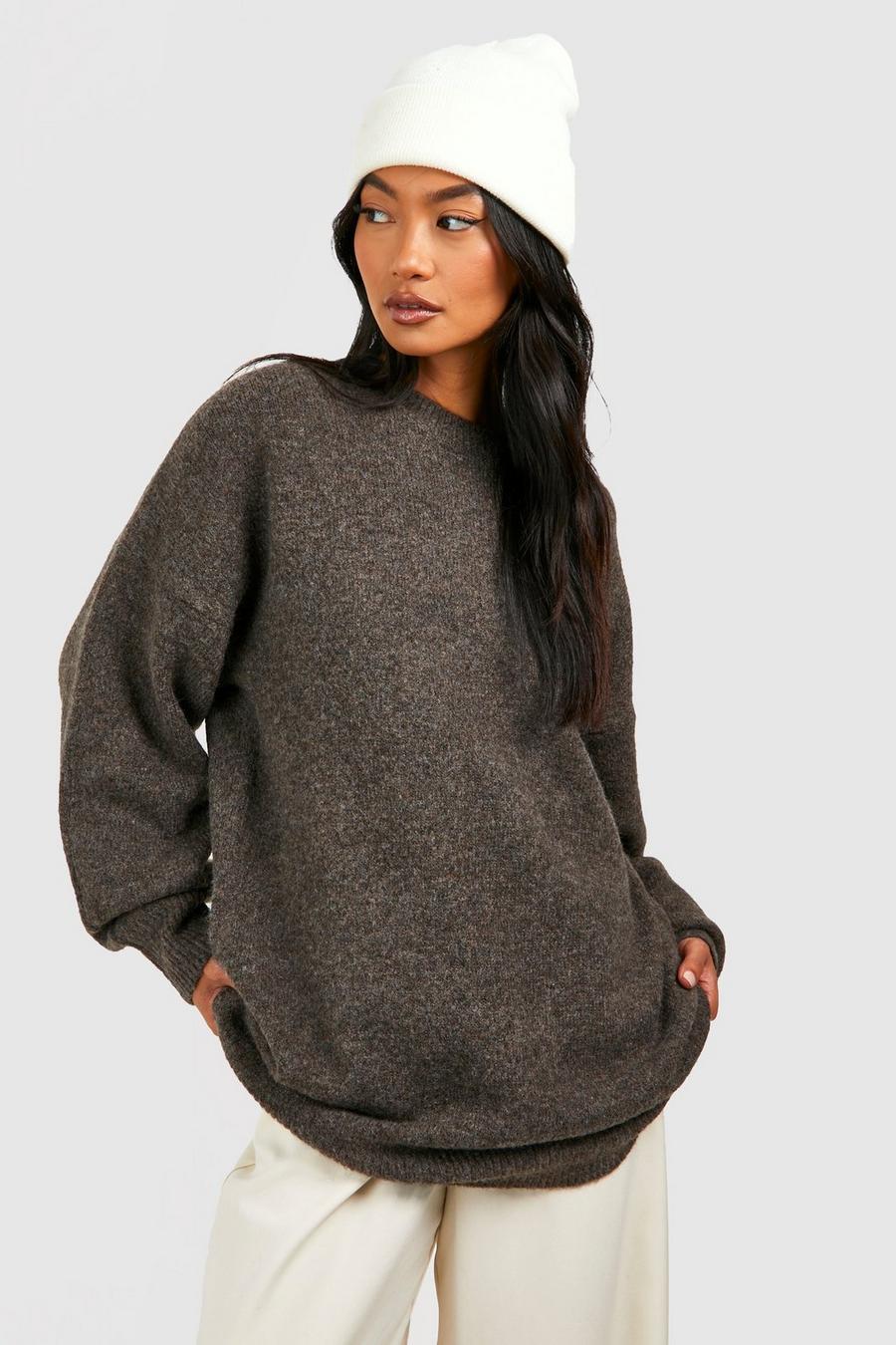 Mocha Soft Knit Longline Sweater image number 1