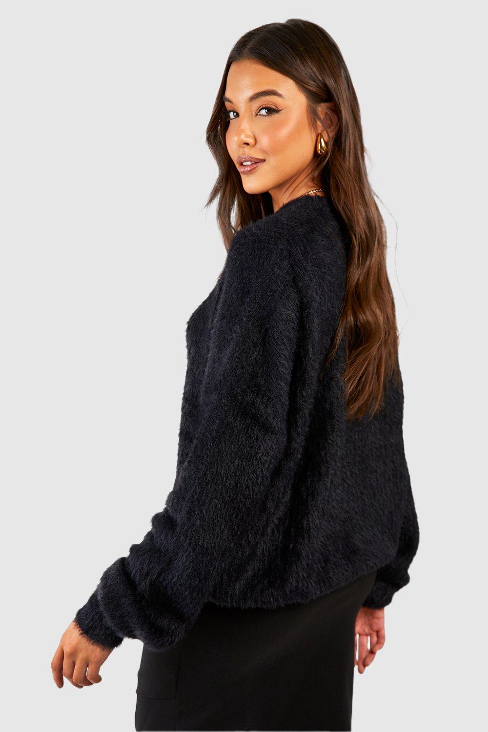 Women s Fluffy Knit Jumper Boohoo UK