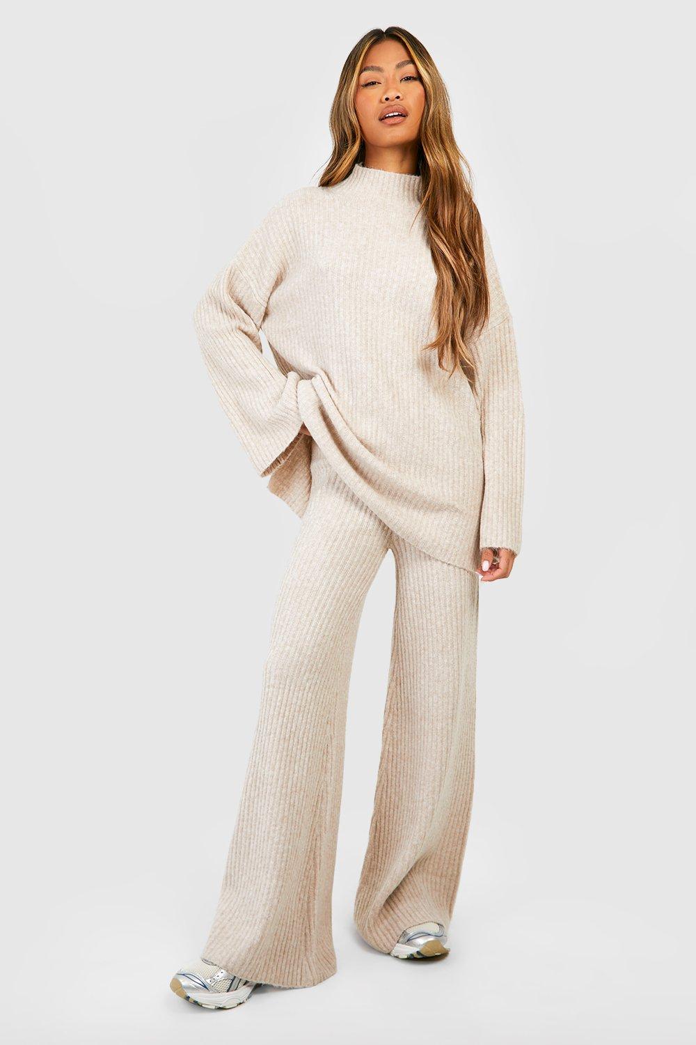 Ribbed Knit Palazzo Trousers