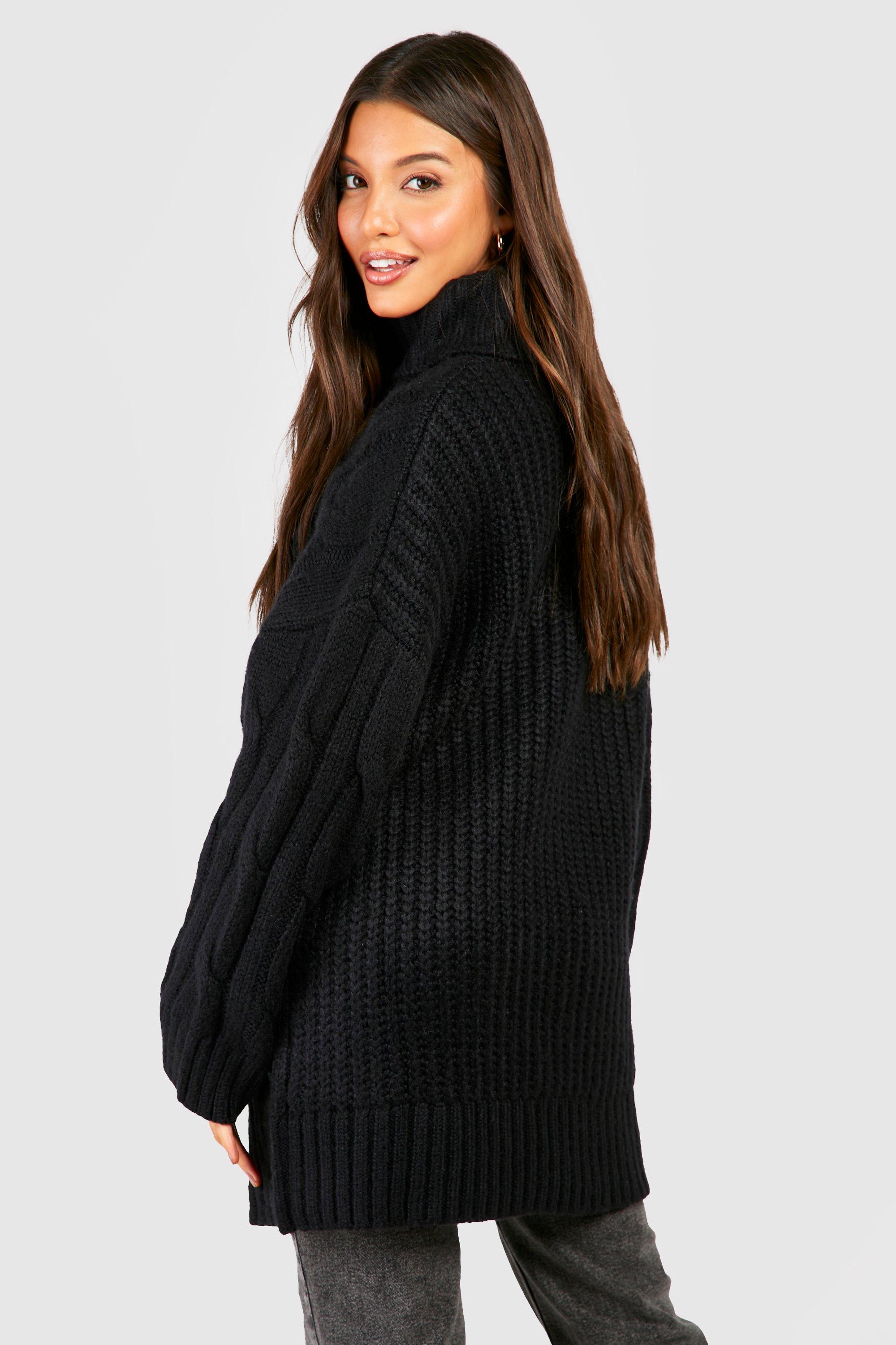 Oversized cable knit hot sale turtleneck sweater