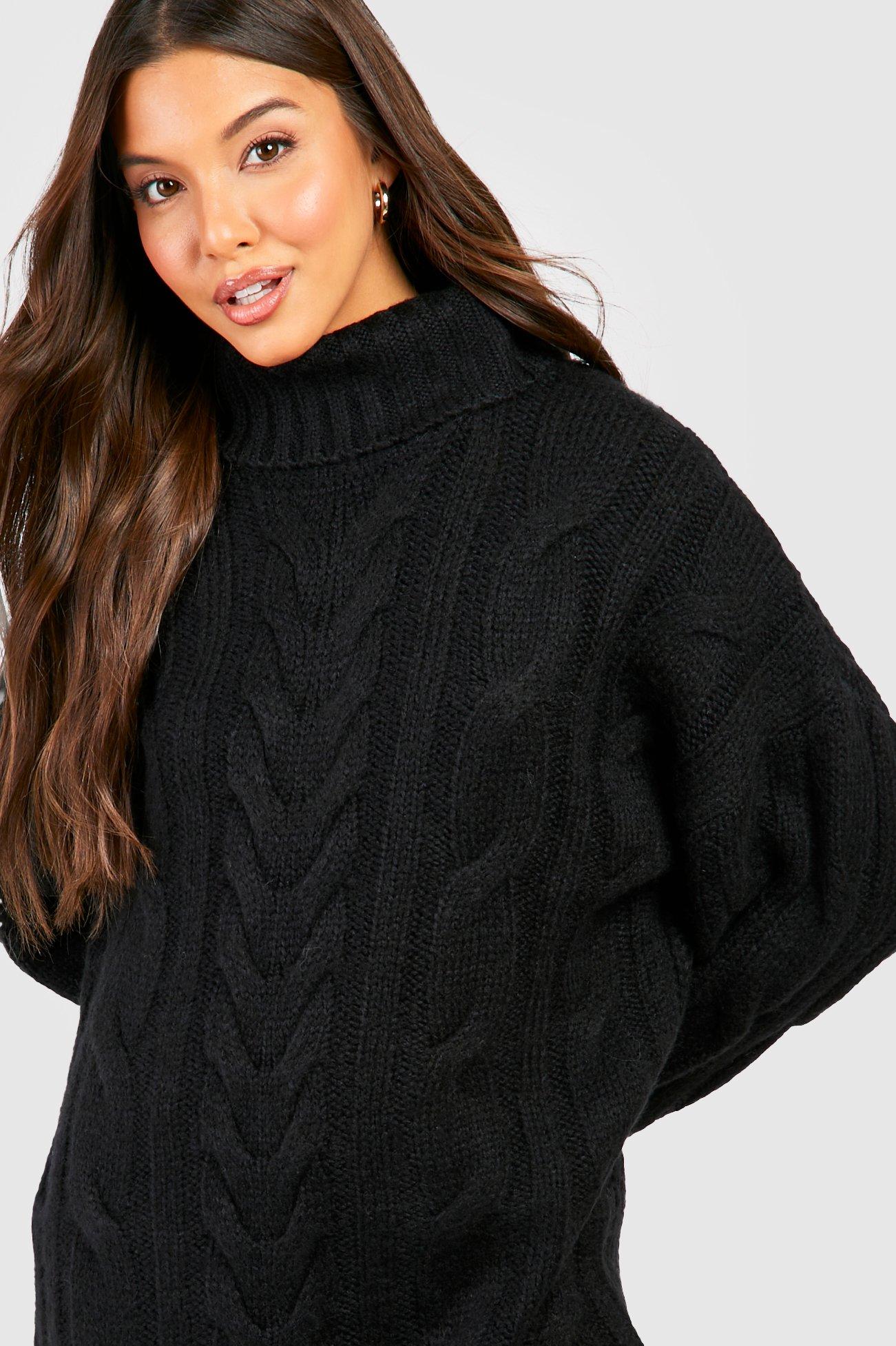 Cable knit roll neck jumper sales womens