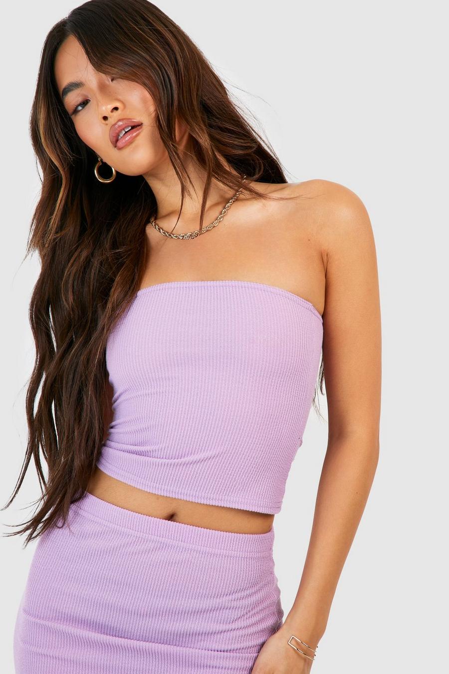 Lilac Ribbed Longline Tube Top image number 1