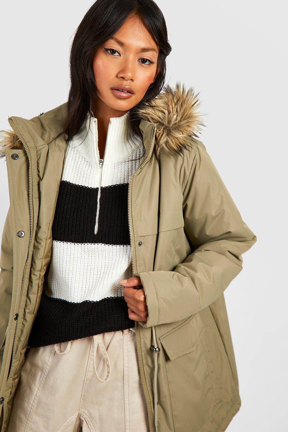 Boohoo hot sale khaki coat