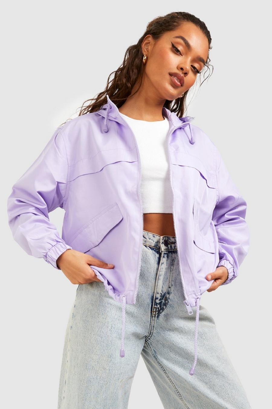Lilac purple Hooded Zip Up Mac 