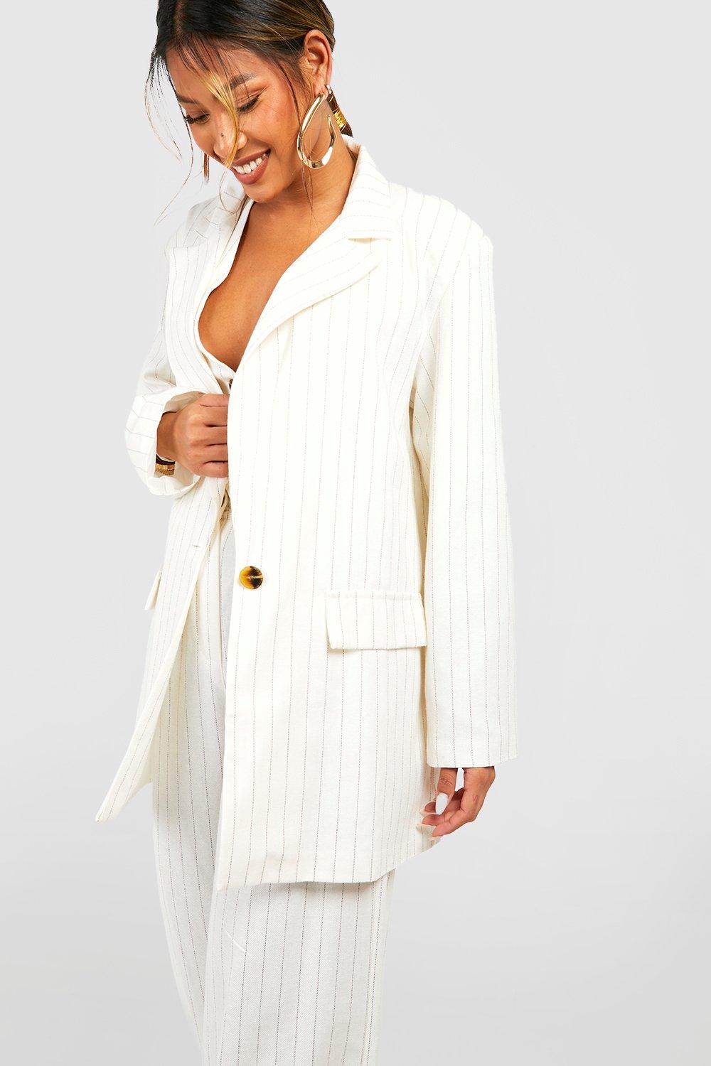 White pinstripe blazer outlet womens