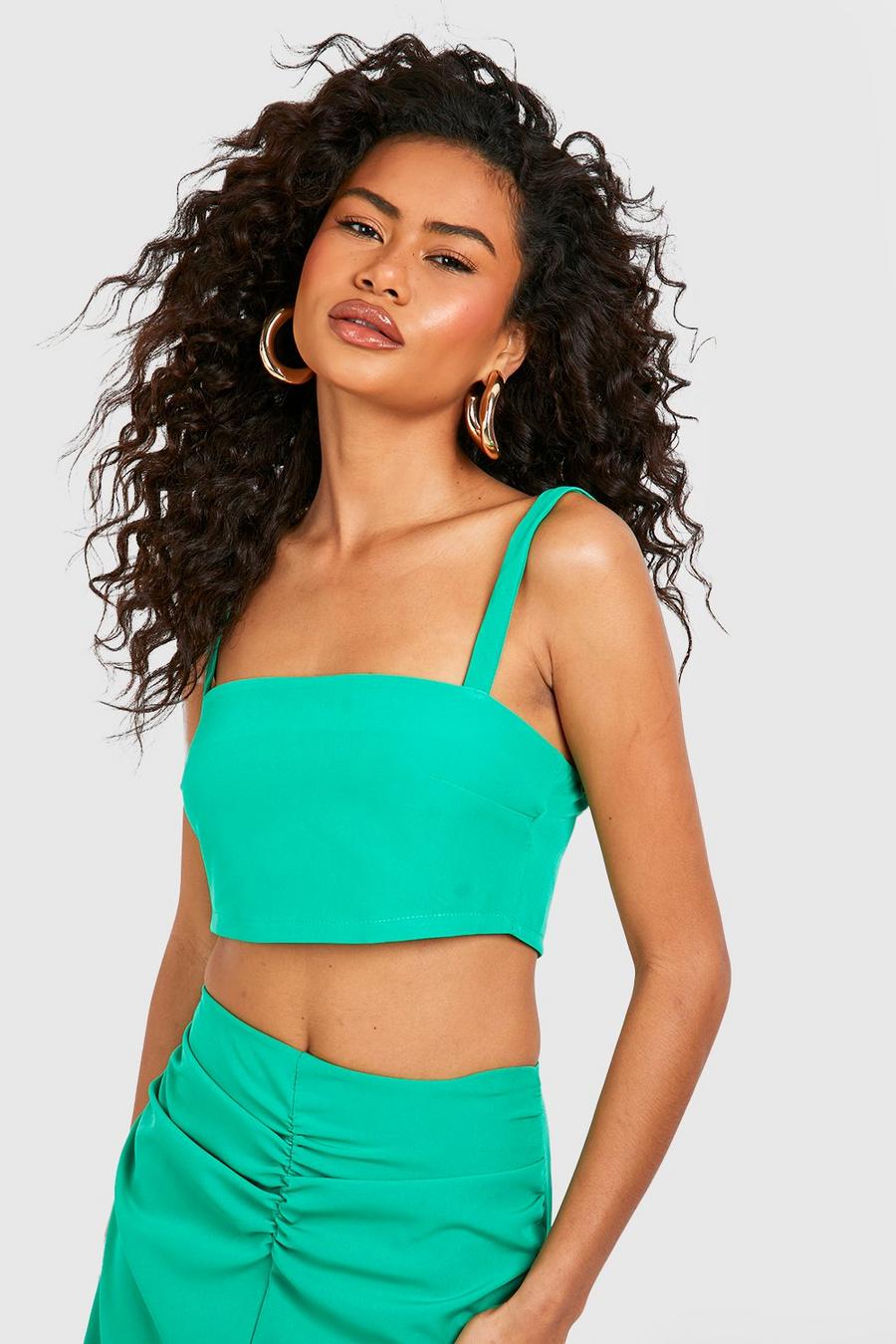 Bright green Square Neck Strappy Cami Top