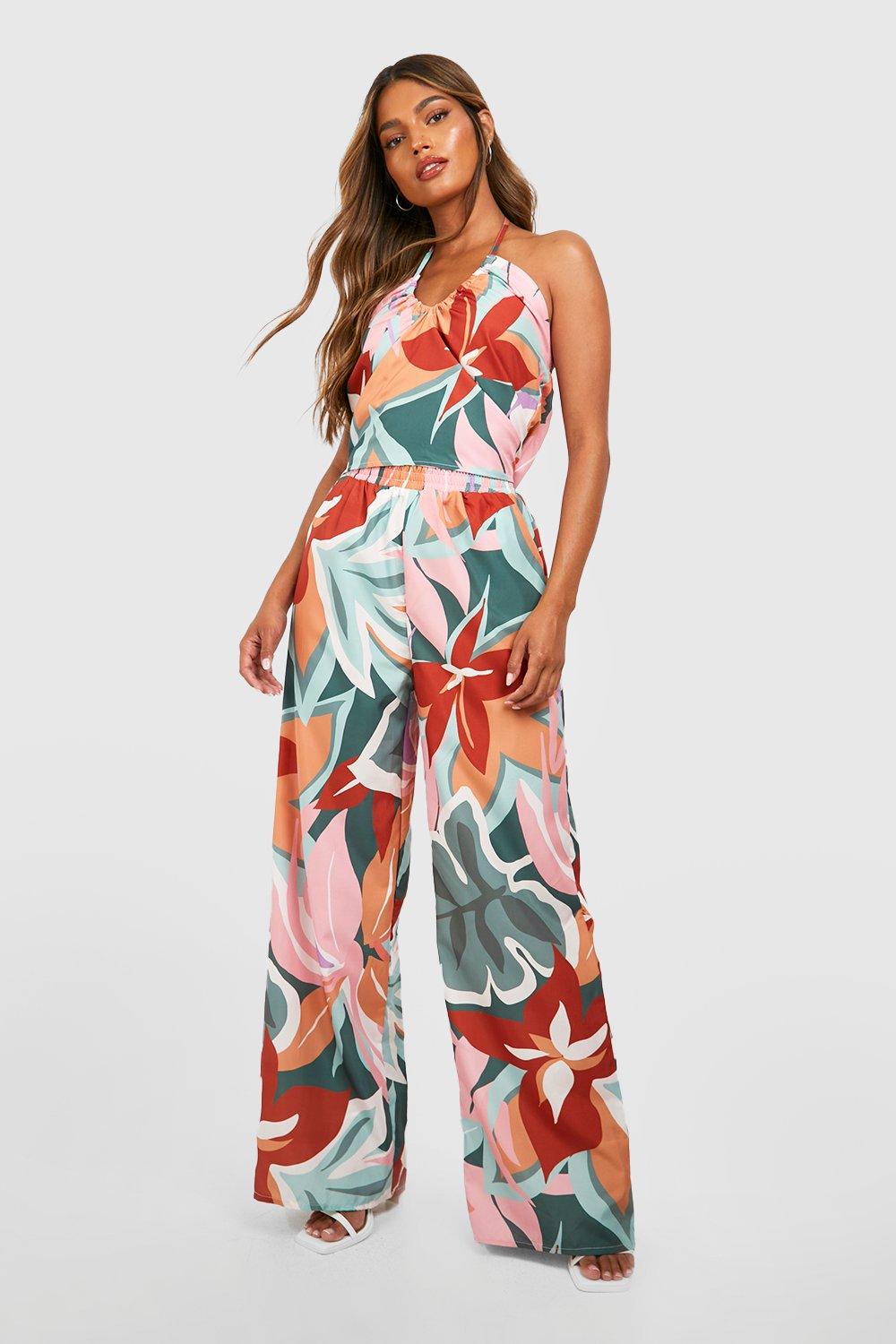 Tropical print hot sale palazzo pants