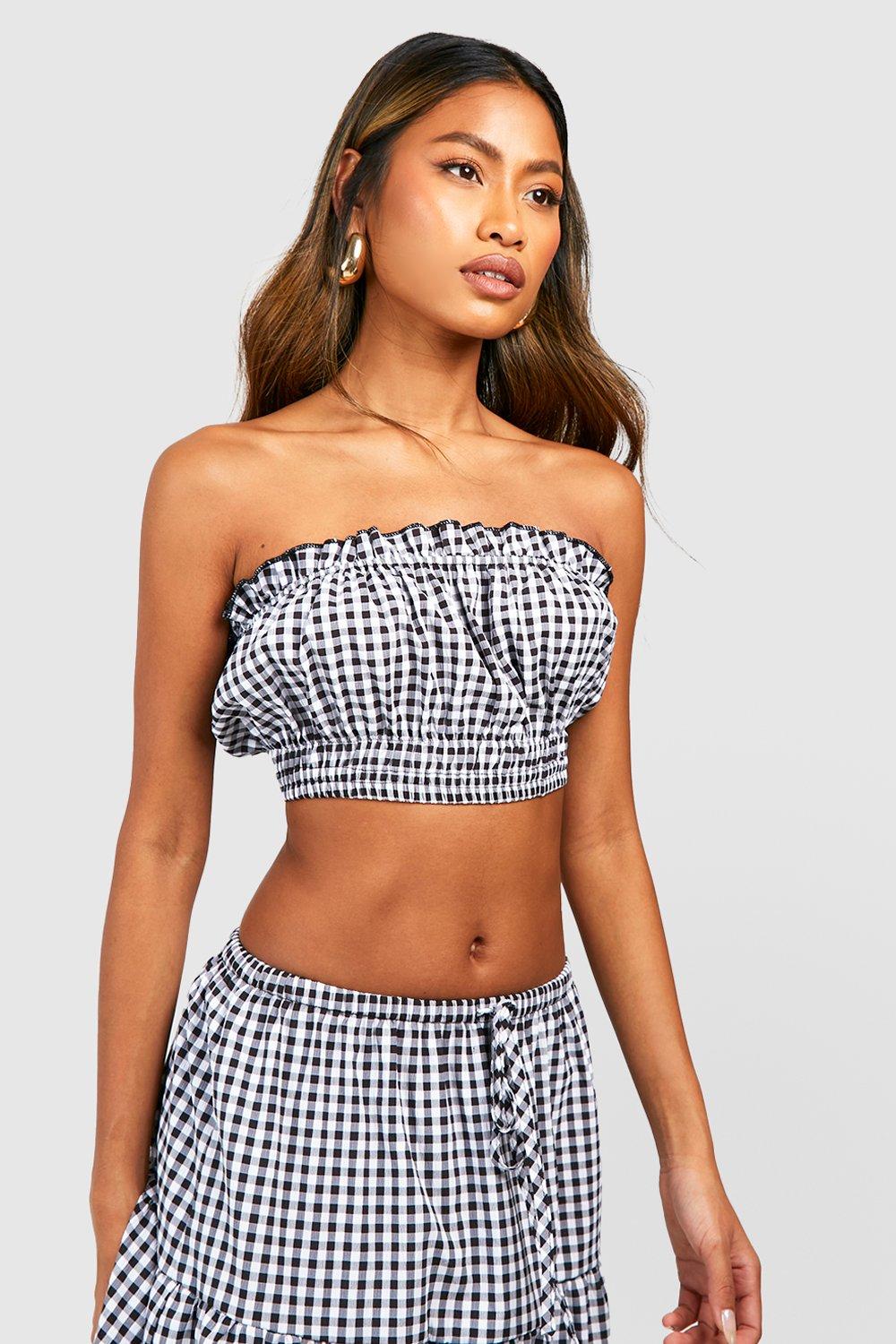 Seersucker Gingham Ruffle Bandeau & Maxi Skirt