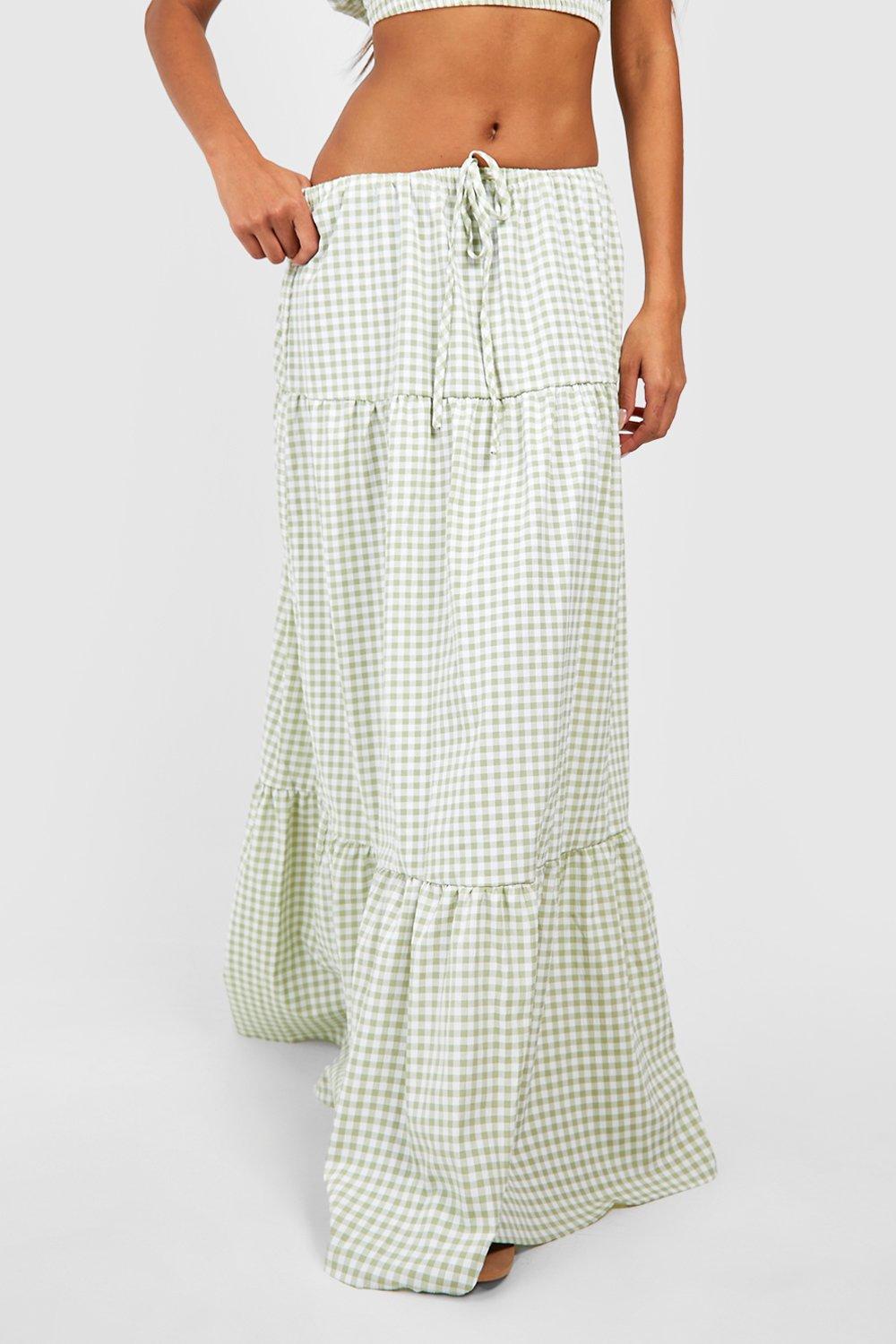 Cotton gingham maxi outlet skirt