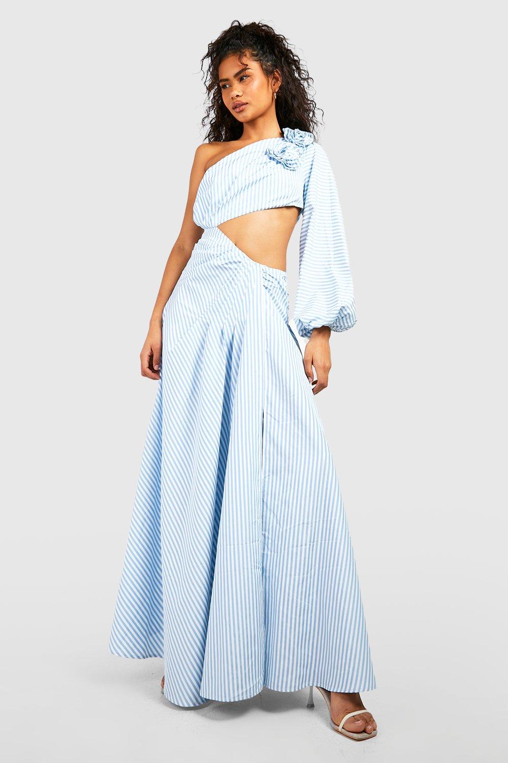 Blue stripe maxi store dress