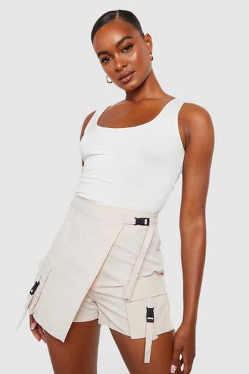 Tall Cargo Wrap Over Skort ecru