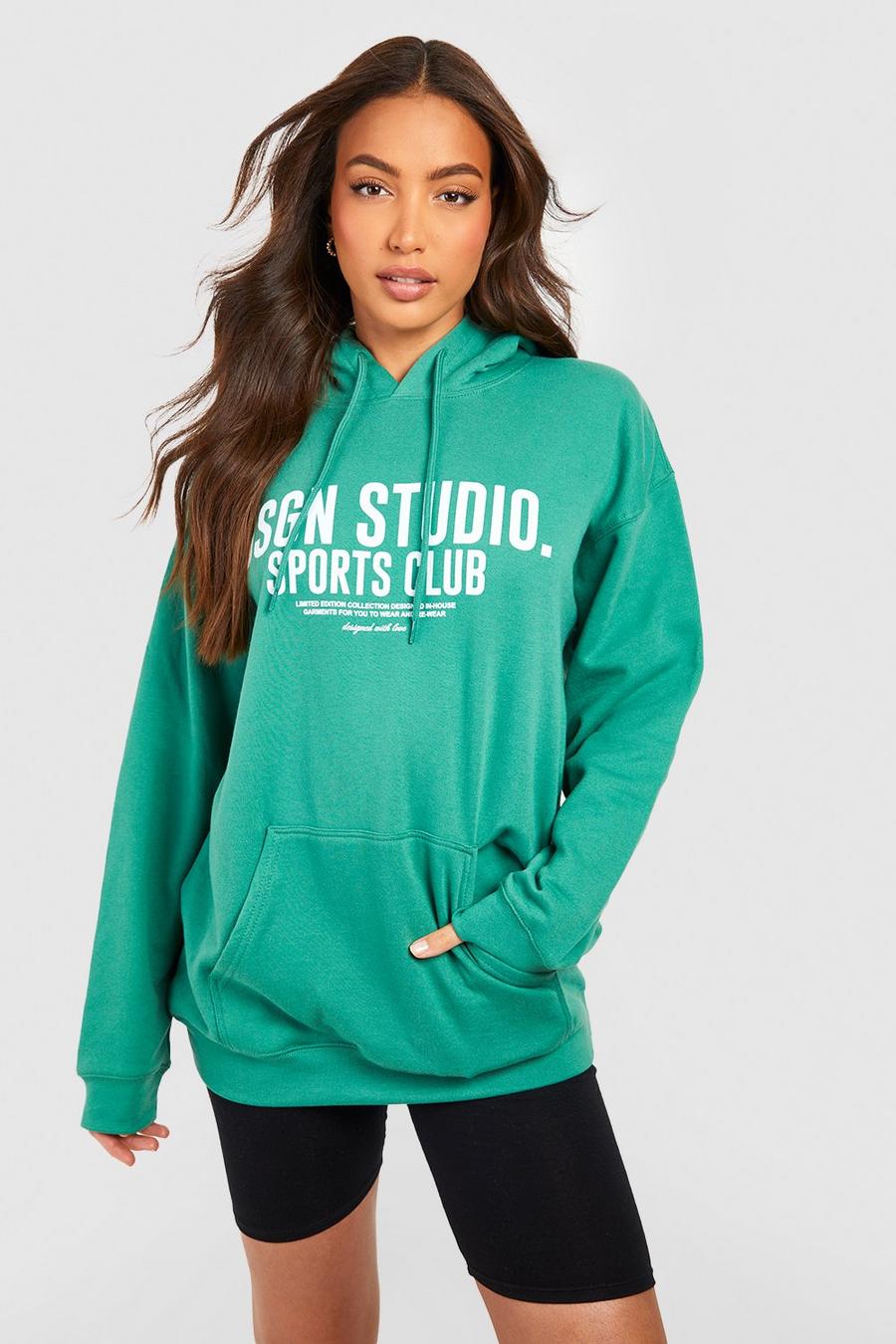 Green Tall DSGN Studio Front Print Hoodie image number 1