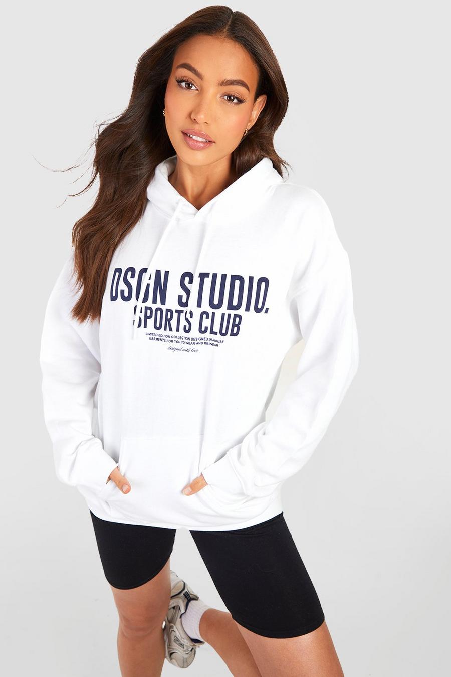 White Tall DSGN Studio Front Print Hoodie image number 1