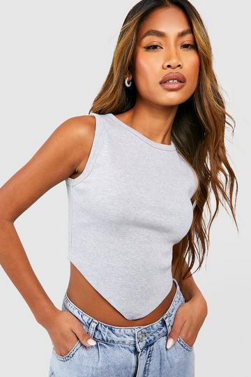 Grey V Front Ribbed Crop Top